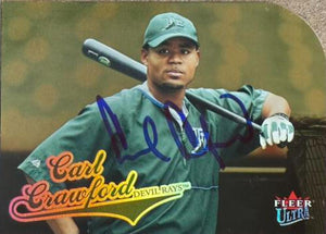 Carte de baseball Fleer Ultra Gold Medallion 2004 signée par Carl Crawford - Tampa Bay Rays n° 62