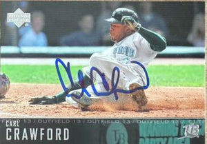 Carte de baseball Upper Deck 2004 signée par Carl Crawford - Tampa Bay Rays n° 454