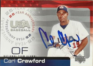 Carl Crawford Signed 2004 Upper Deck USA 25th Anniversary Baseball Card - Team USA