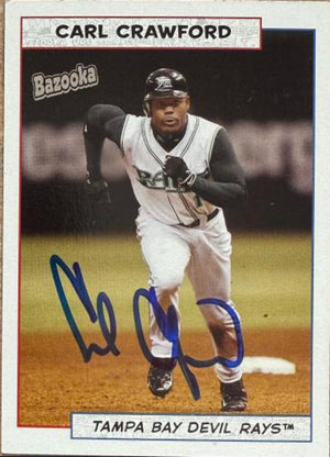 Carte de baseball Bazooka 2005 signée par Carl Crawford - Tampa Bay Rays #160
