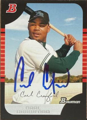 Carte de baseball Bowman 2005 signée par Carl Crawford - Rays de Tampa Bay n° 108
