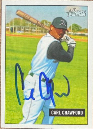 Carte de baseball Bowman Heritage 2005 signée par Carl Crawford - Rays de Tampa Bay n° 131