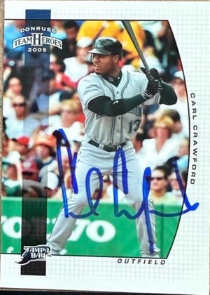 Carte de baseball Donruss Team Heroes 2005 signée par Carl Crawford - Rays de Tampa Bay n° 303