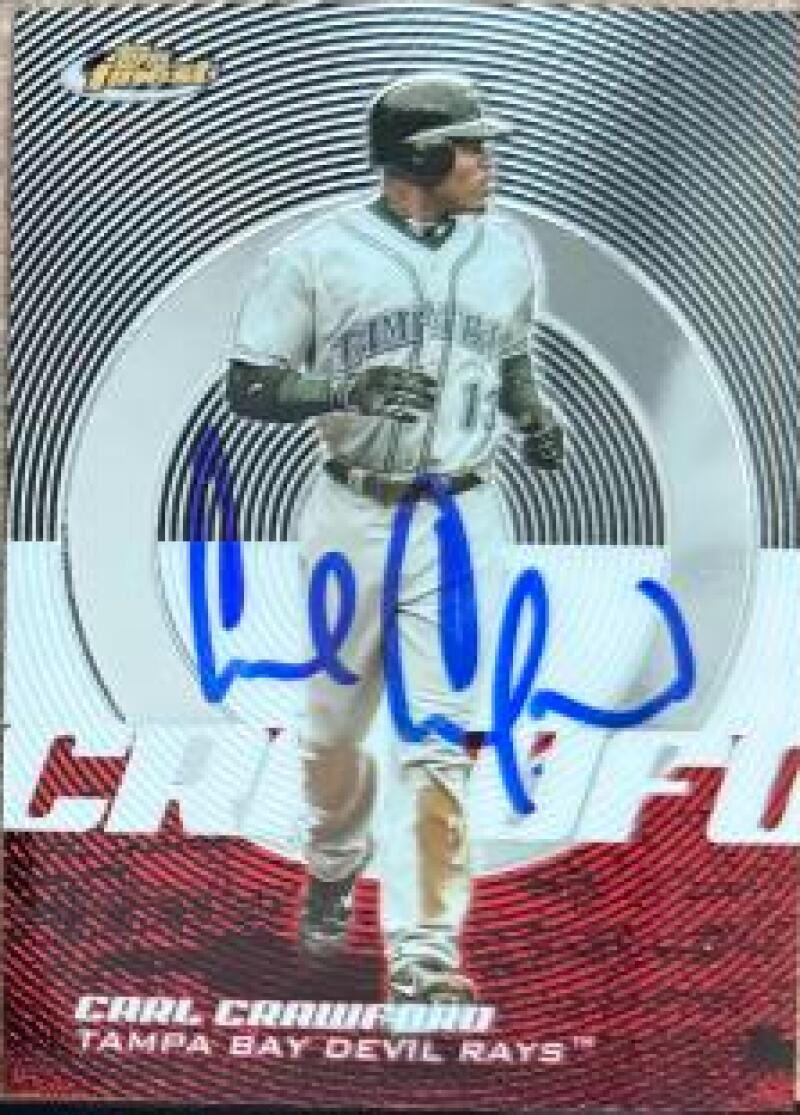 Carl Crawford Signed 2005 Topps Finest Baseball Card - Tampa Bay Rays #20