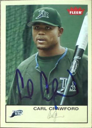 Carte de baseball Fleer Tradition 2005 signée par Carl Crawford - Tampa Bay Rays n° 274