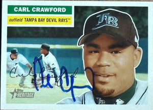 Carte de baseball Topps Heritage 2005 signée par Carl Crawford - Rays de Tampa Bay n° 32