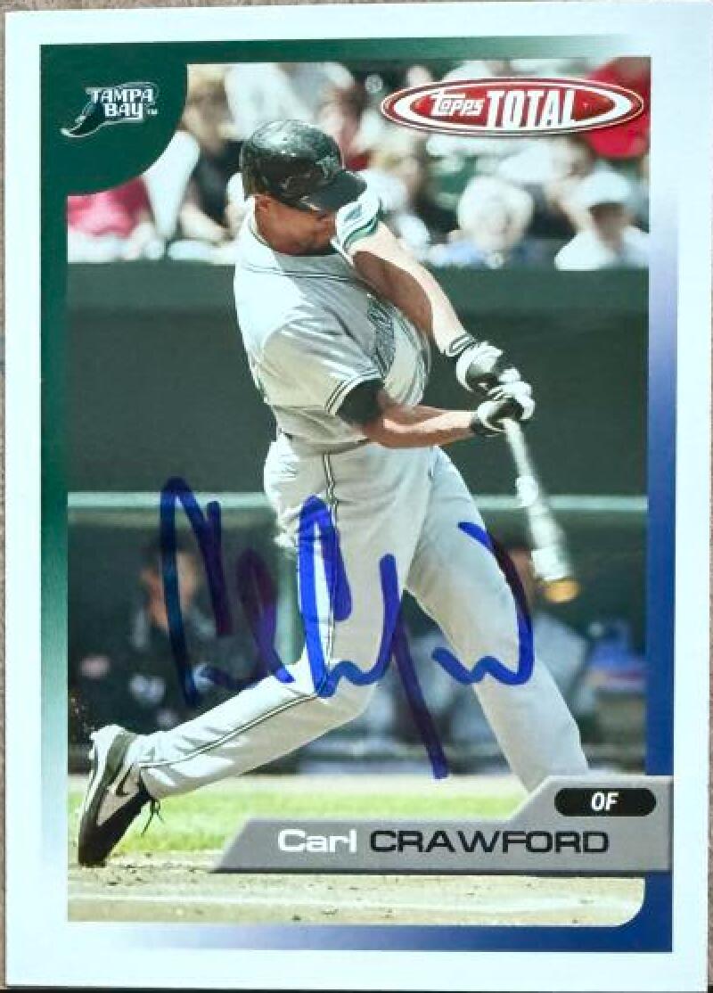 Carl Crawford Signed 2005 Topps Total Baseball Card - Tampa Bay Rays #80