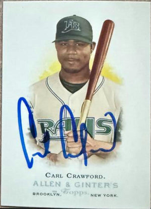 Carte de baseball Topps Allen &amp; Ginter 2006 signée par Carl Crawford - Tampa Bay Rays n° 223