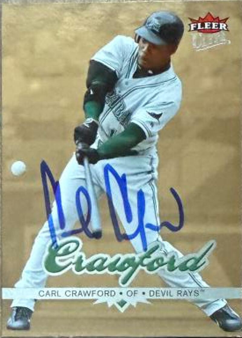 Carl Crawford Signed 2006 Fleer Ultra Gold Medallion Baseball Card - Tampa Bay Rays #50