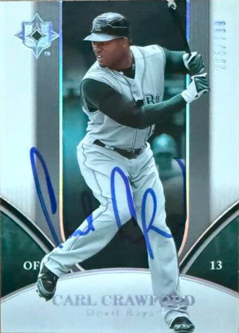 Carl Crawford Signed 2006 Upper Deck Ultimate Collection Baseball Card - Tampa Bay Rays #89 SN799
