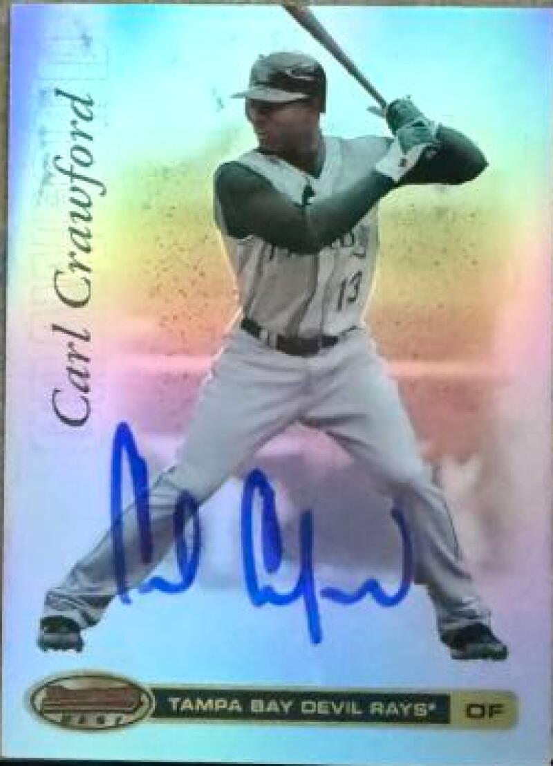 Carl Crawford Signed 2007 Bowman's Best Baseball Card - Tampa Bay Rays #13
