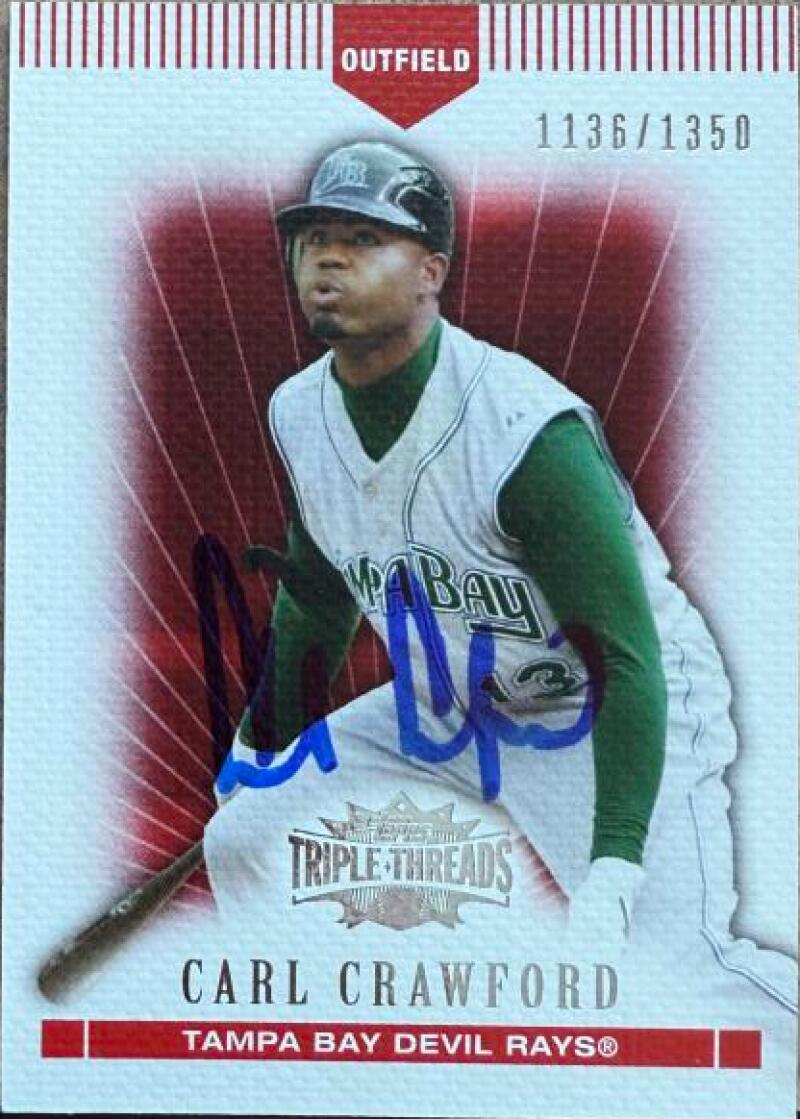 Carl Crawford Signed 2007 Topps Triple Threads Baseball Card - Tampa Bay Rays #61 SN1350