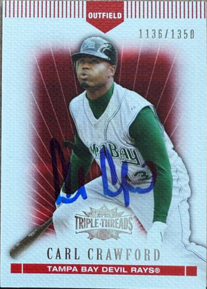 Carl Crawford Signed 2007 Topps Triple Threads Baseball Card - Tampa Bay Rays #61 SN1350