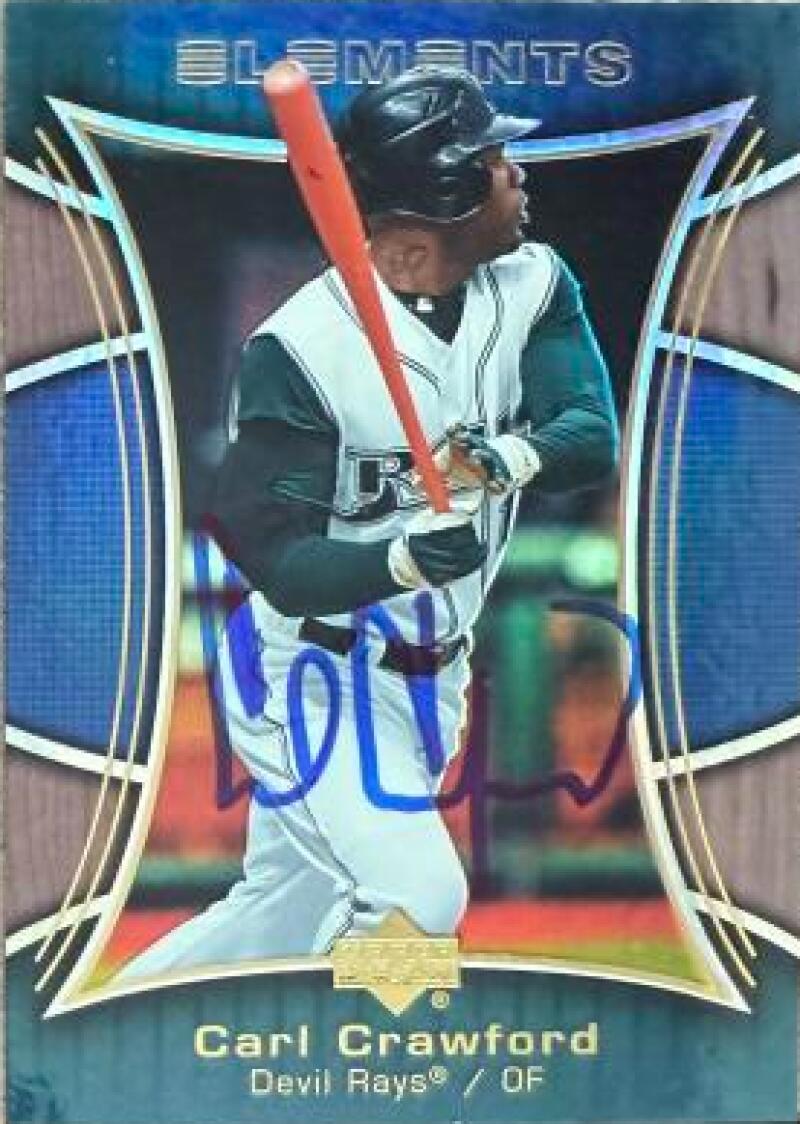Carl Crawford Signed 2007 Upper Deck Elements Baseball Card - Tampa Bay Rays #38