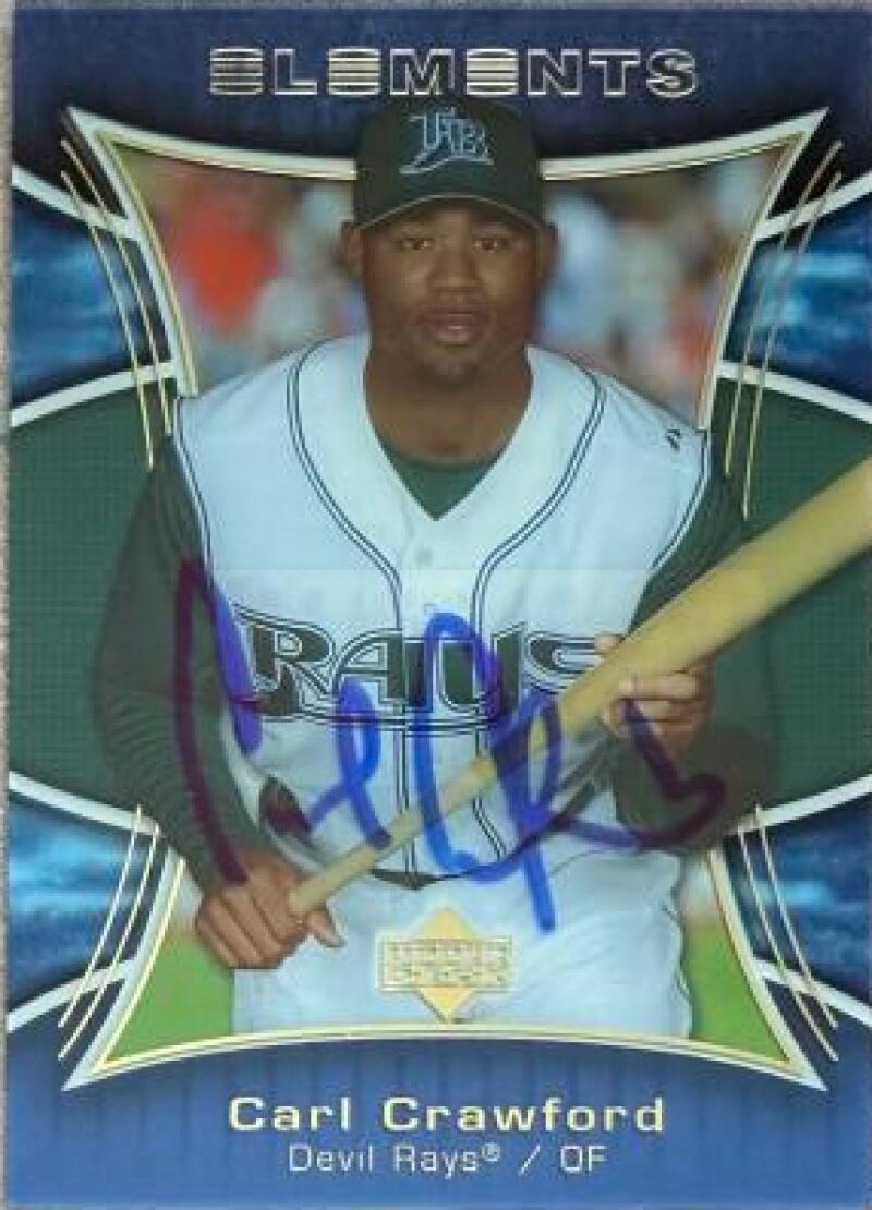 Carl Crawford Signed 2007 Upper Deck Elements Baseball Card - Tampa Bay Rays #122