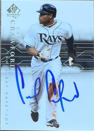 Carl Crawford Signed 2008 SP Authentic Baseball Card - Tampa Bay Rays #46