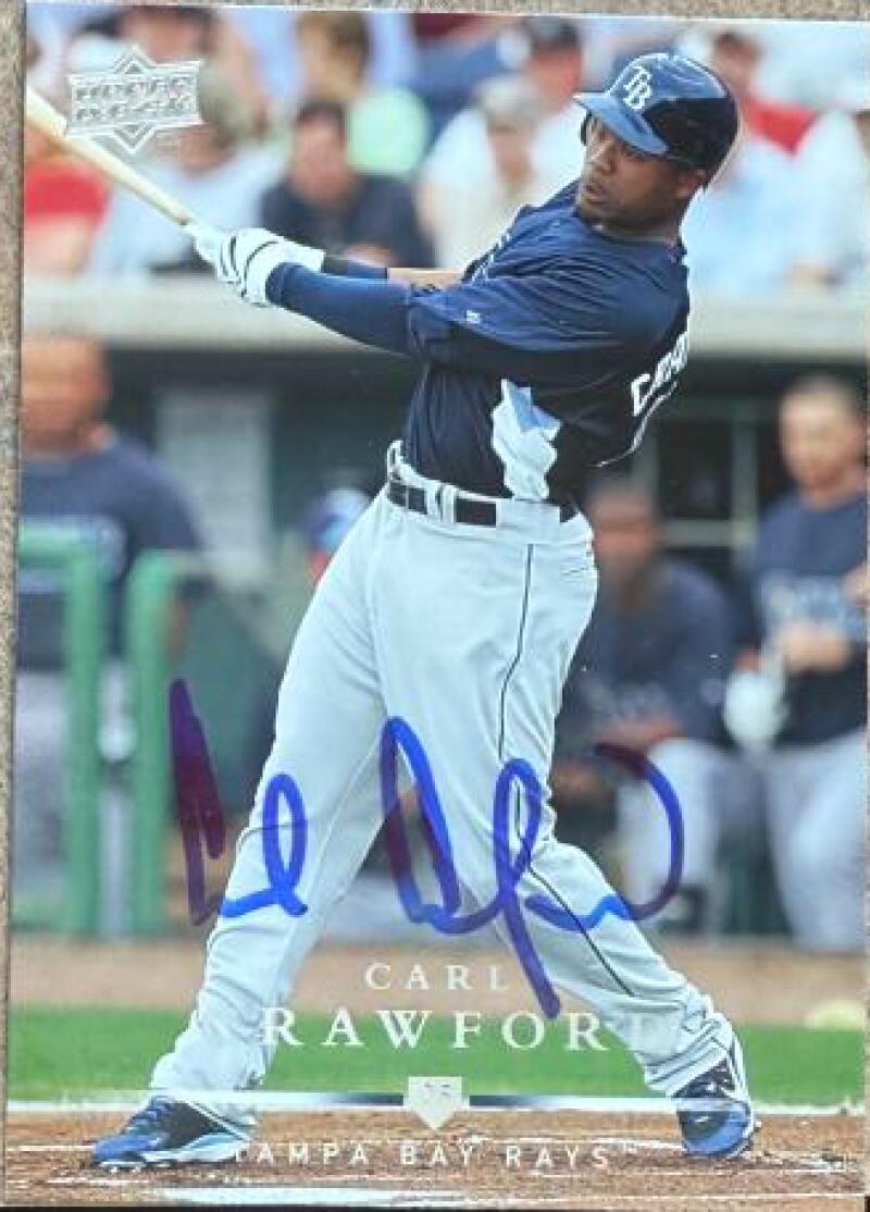 Carl Crawford Signed 2008 Upper Deck Baseball Card - Tampa Bay Rays #664