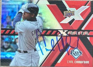 Carl Crawford Signed 2008 Upper Deck Xponential Baseball Card - Tampa Bay Rays