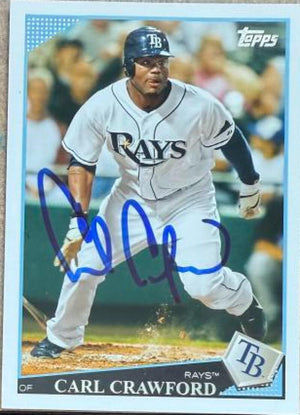 Carl Crawford Signed 2009 Topps Baseball Card - Tampa Bay Rays #40