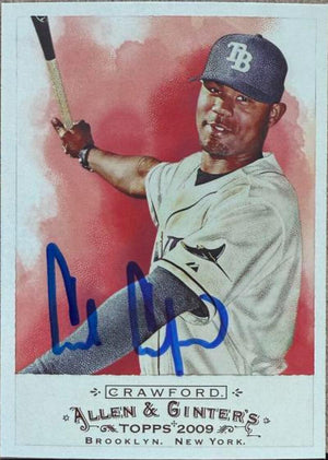 Carte de baseball Topps Allen &amp; Ginter 2009 signée par Carl Crawford - Rays de Tampa Bay n° 251