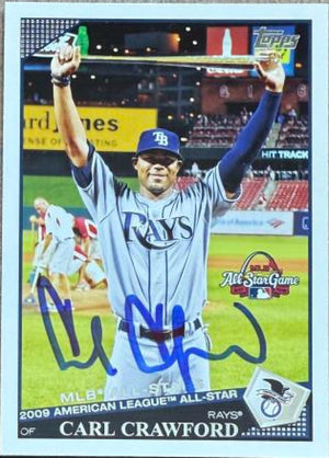 Carl Crawford Signed 2009 Topps Updates & Highlights Baseball Card - Tampa Bay Rays #UH318 AS