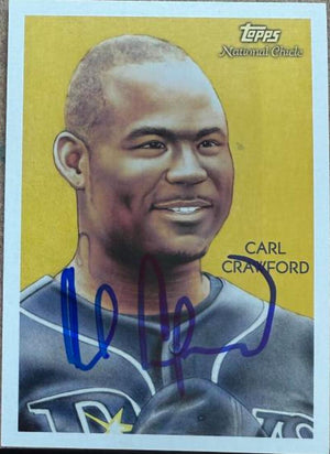 Carl Crawford Signed 2010 Topps National Chicle Baseball Card - Tampa Bay Rays #55