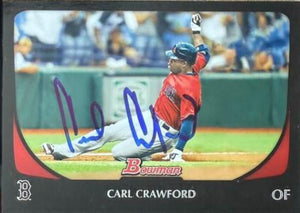 Carte de baseball Bowman 2011 signée par Carl Crawford - Boston Red Sox n° 129