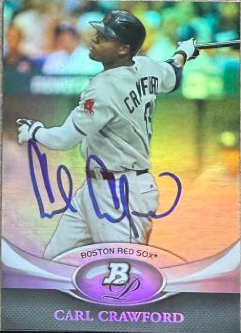 Carl Crawford Signed 2011 Bowman Platinum Baseball Card - Boston Red Sox #16