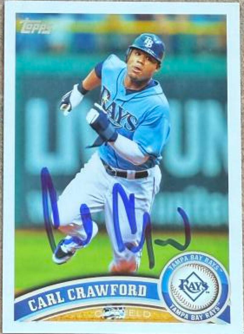 Carl Crawford Signed 2011 Topps Baseball Card - Tampa Bay Rays #25