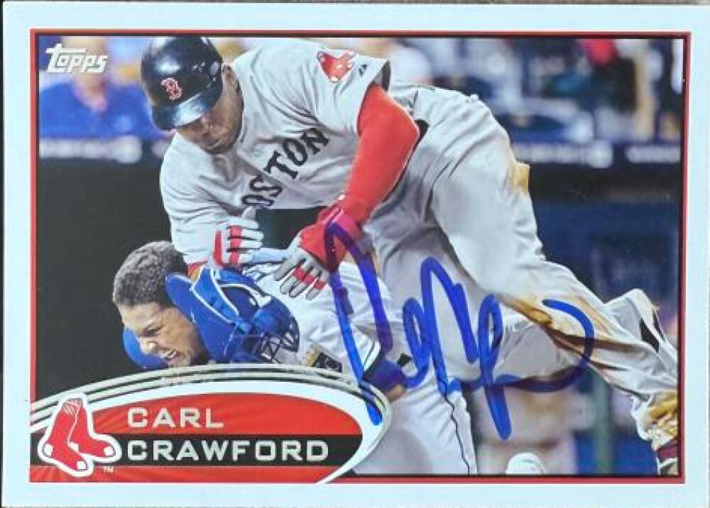 Carl Crawford Signed 2012 Topps Baseball Card - Boston Red Sox #368
