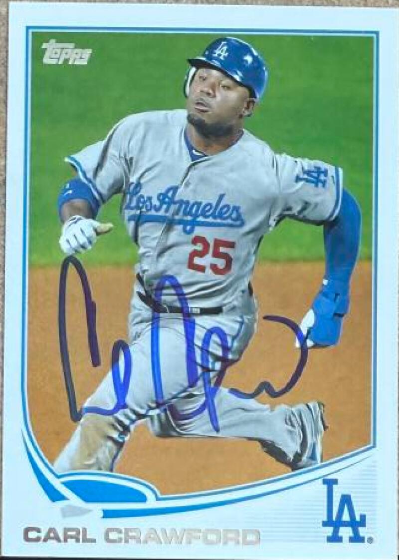 Carl Crawford Signed 2013 Topps Baseball Card - Los Angeles Dodgers #594