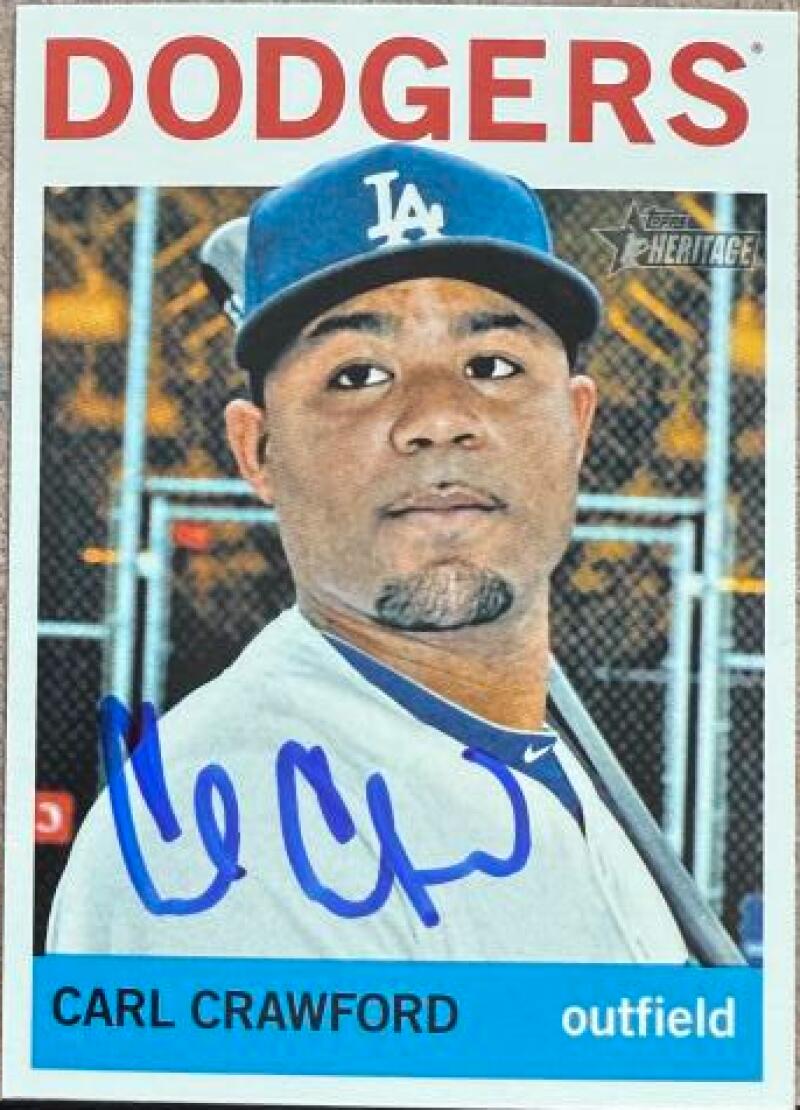 Carl Crawford Signed 2013 Topps Heritage Baseball Card - Los Angeles Dodgers #180
