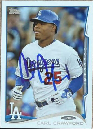Carte de baseball Topps 2014 signée par Carl Crawford - Los Angeles Dodgers #566