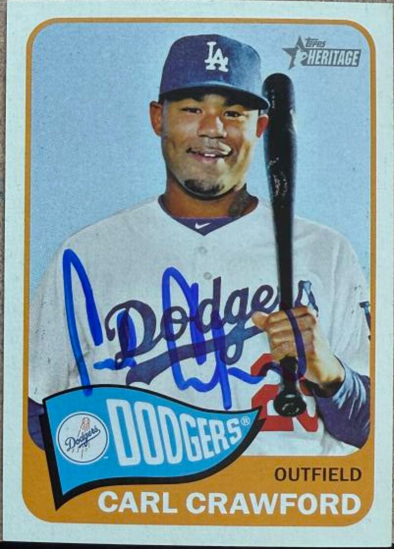 Carl Crawford Signed 2014 Topps Heritage Baseball Card - Los Angeles Dodgers #40
