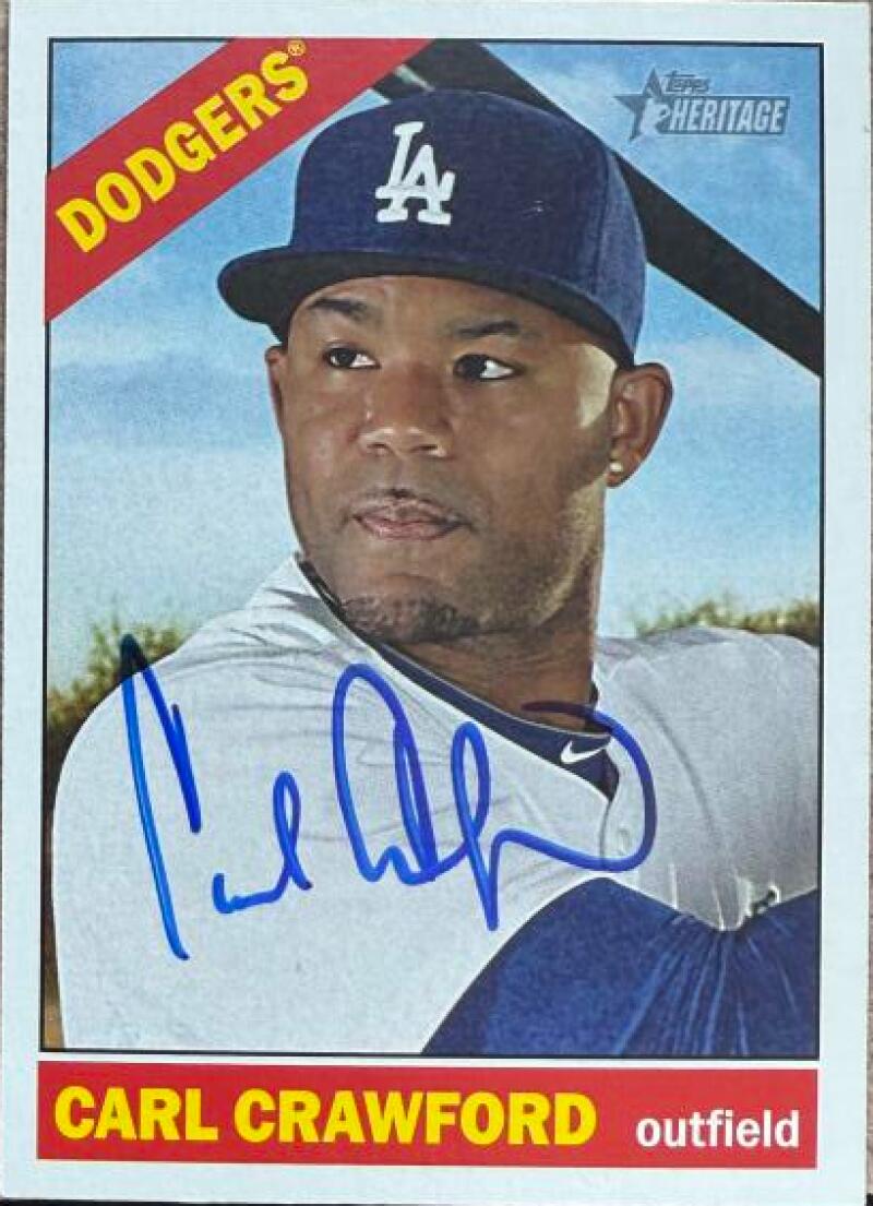 Carl Crawford Signed 2015 Topps Heritage Baseball Card - Los Angeles Dodgers #330