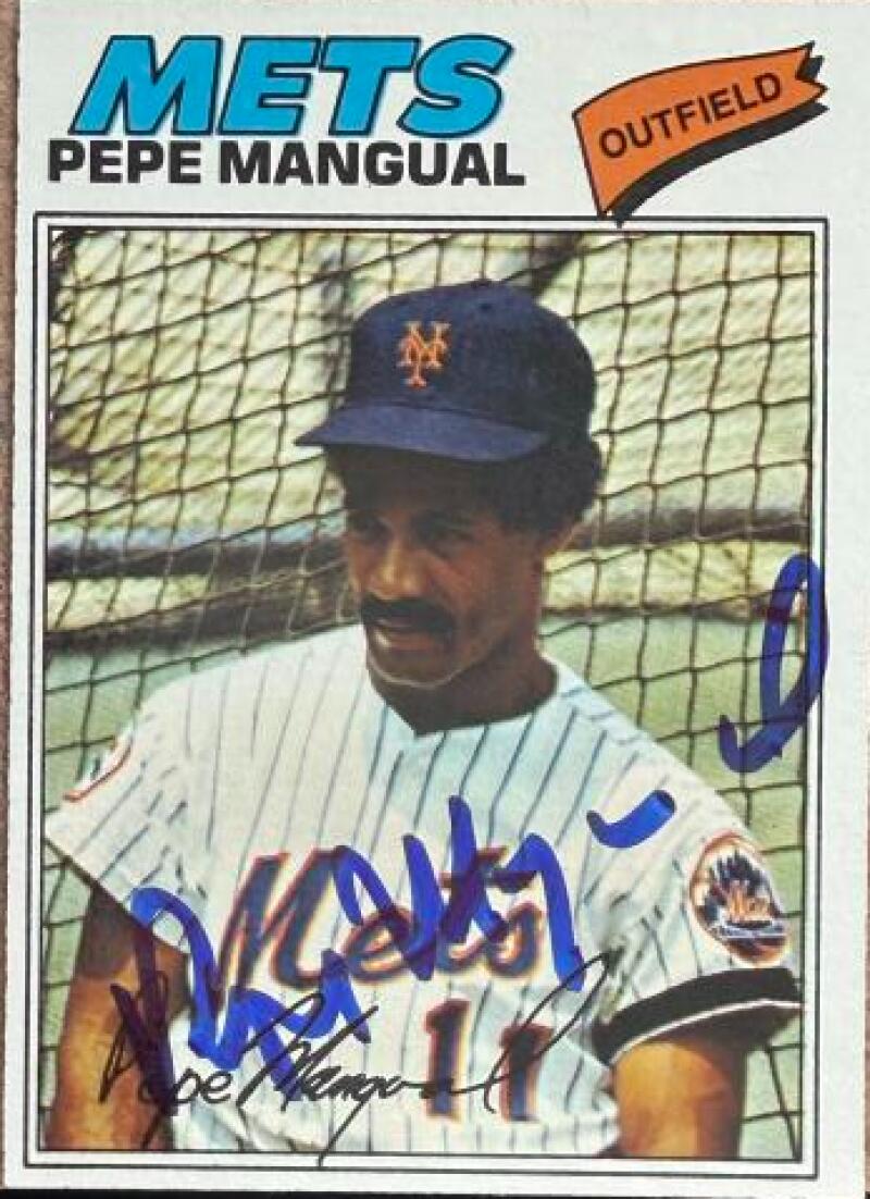 Pepe Mangual Signed 1977 Topps Baseball Card - New York Mets #552