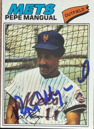 Pepe Mangual Signed 1977 Topps Baseball Card - New York Mets #552