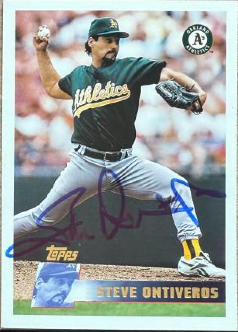 Carte de baseball Topps 1996 signée par Steve Ontiveros - Oakland A's #176