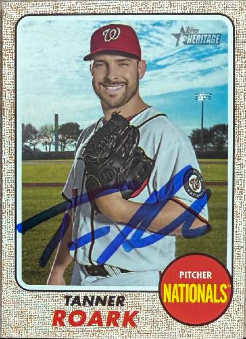 Carte de baseball Topps Heritage 2017 signée par Tanner Roark - Washington Nationals #111