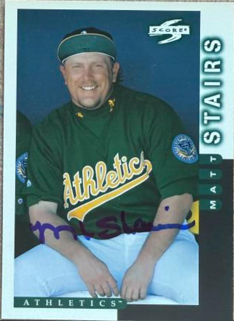 Carte de baseball Score 1998 signée par Matt Stairs - Oakland A's #164