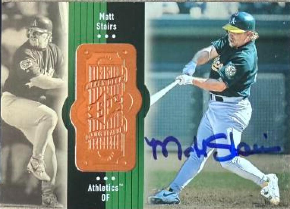 Carte de baseball SPx Finite signée par Matt Stairs (1998) - Oakland A's #112 SN9000