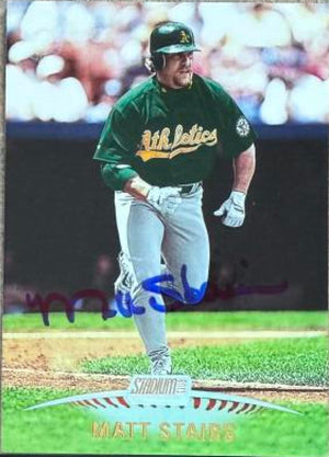 Carte de baseball Stadium Club 1999 signée par Matt Stairs - Oakland A's #262