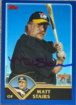 マット・ステアーズ直筆サイン入り 2003 Topps ベースボールカード - ピッツバーグ・パイレーツ #587