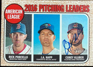 Carte de baseball Topps Heritage 2017 signée par Corey Kluber - Cleveland Indians n° 10