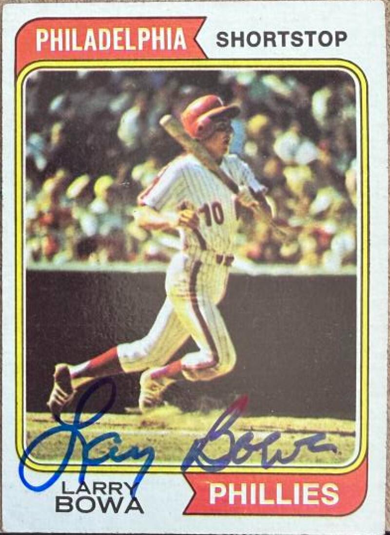 Larry Bowa Signed 1974 Topps Baseball Card - Philadelphia Phillies
