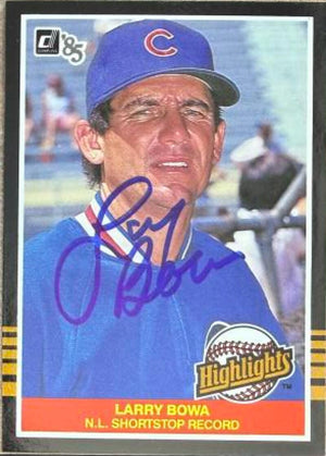 Larry Bowa Signed 1985 Donruss Highlights Baseball Card - Chicago Cubs #7