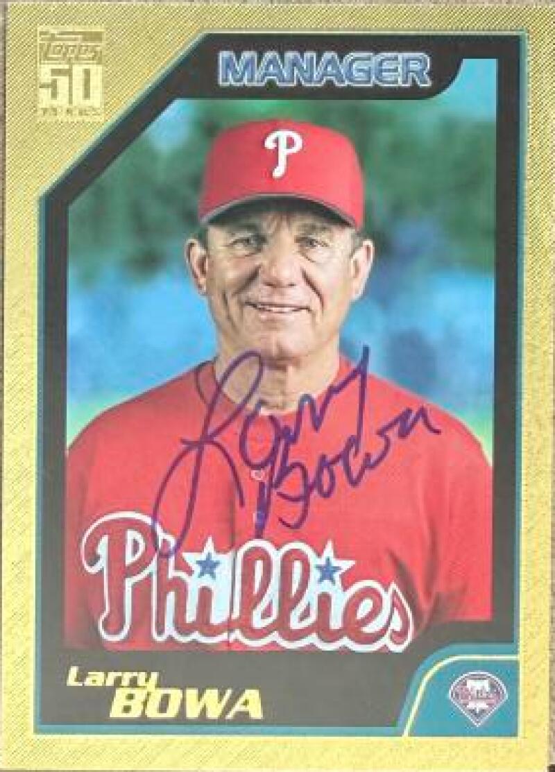Larry Bowa Signed 2001 Topps Traded & Rookies - Gold Baseball Card - Philadelphia Phillies #T146 MGR, SN2001