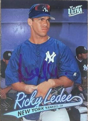 Ricky Ledee Signed 1997 Fleer Ultra Baseball Card - New York Yankees #458 RC