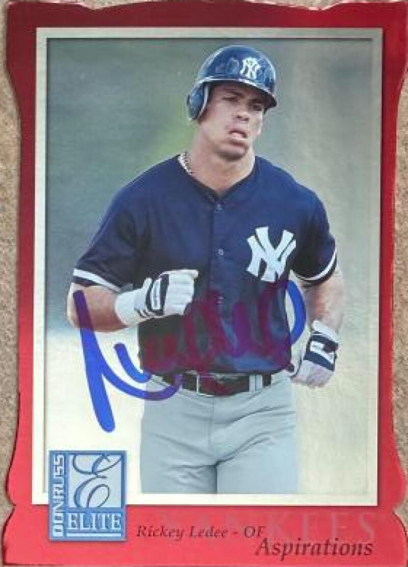 Ricky Ledee Signed 1998 Donruss Elite Aspirations Baseball Card - New York Yankees #113 PR750