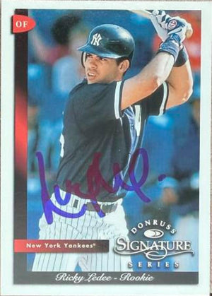 Ricky Ledee Signed 1998 Donruss Signature Baseball Card - New York Yankees #95 ROO